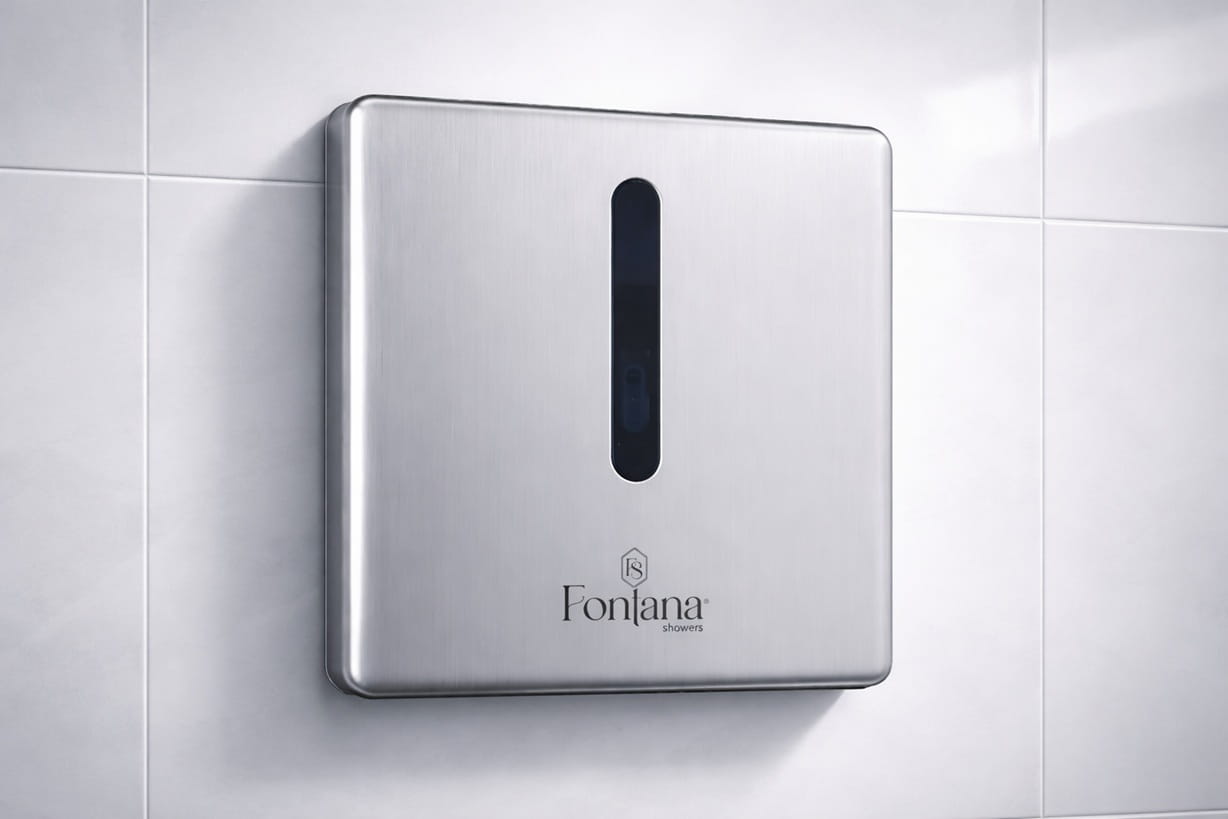 Healthcare restroom with hygienic sensor flush controls, easy-to-clean wall surfaces, and infection-control focused design